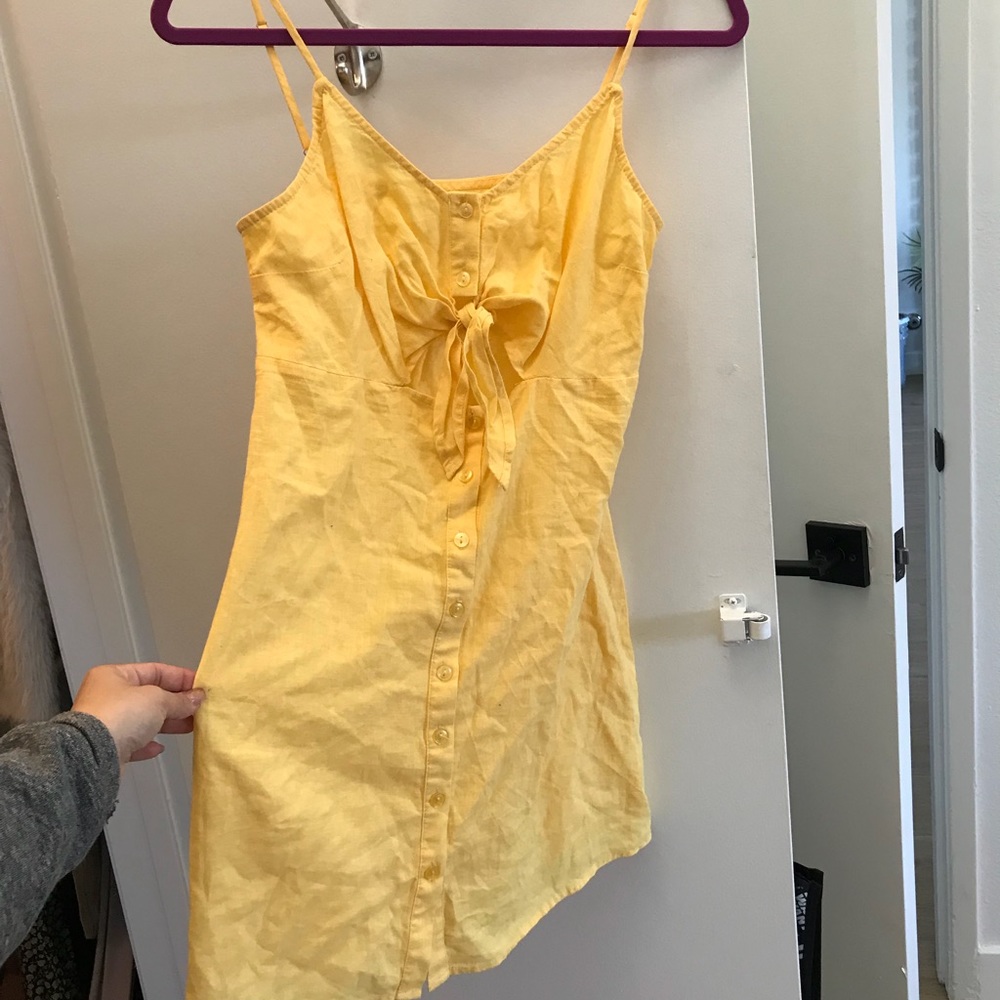 Yellow summer linen dress